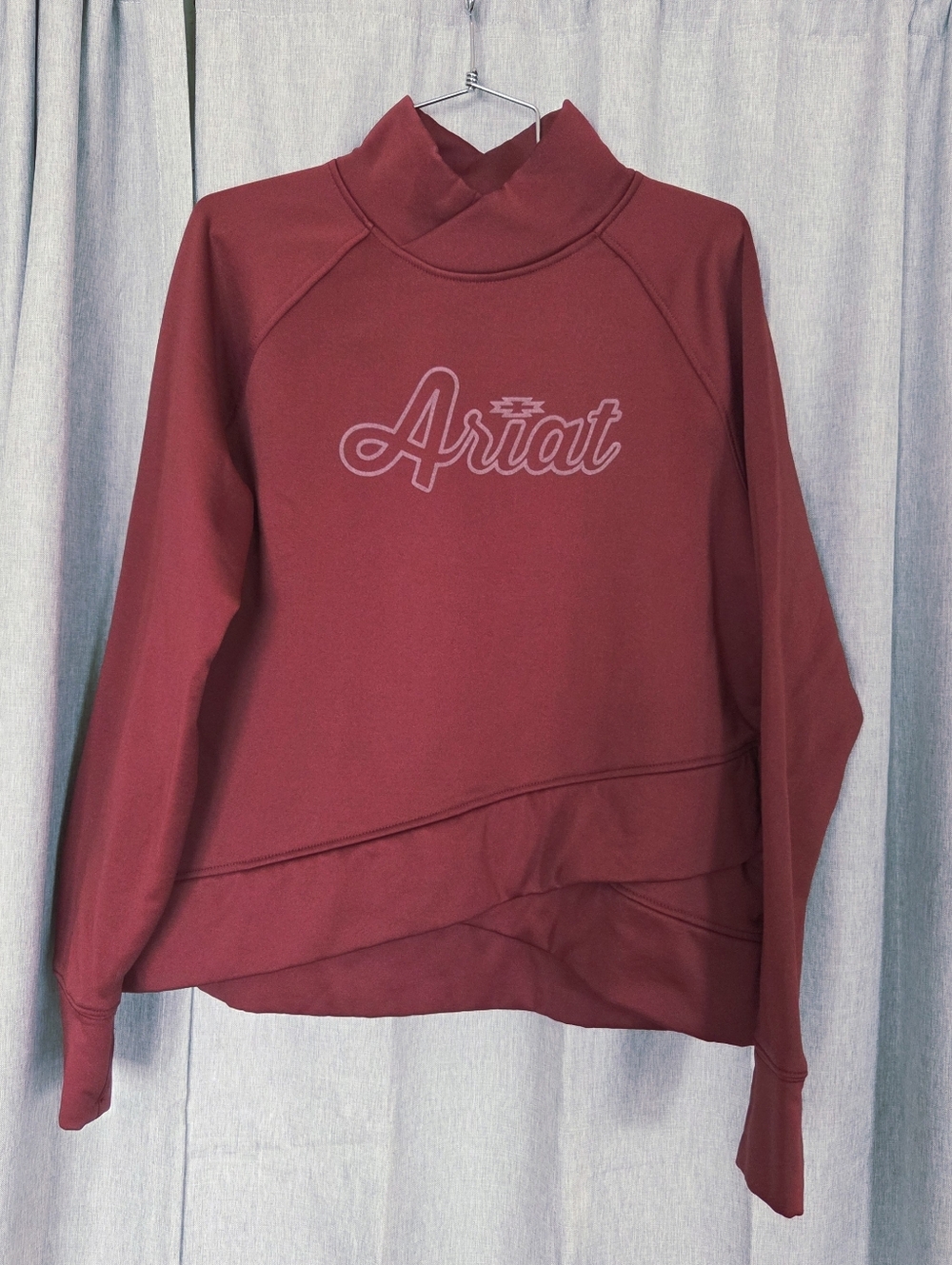 ARIAT TEK Women's Crossover Sweatshirt Red Pullover Cowl Neck Size M